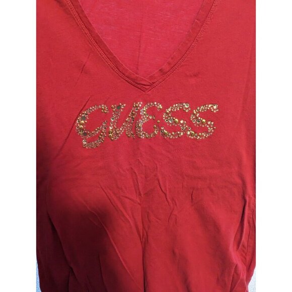 Vintage Y2K Sequin Guess Women's Size Medium Pink Shirt - Picture 2 of 10